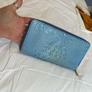Brahmin Sky Blue Crocodile-Embossed Wallet